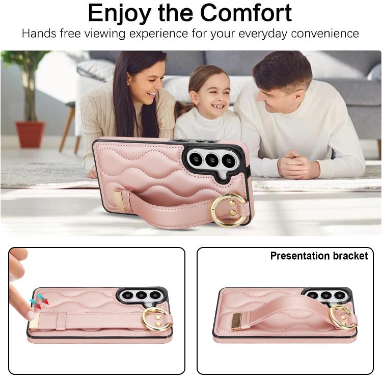 For Samsung Galaxy S26 5G Non-slip Full Coverage Ring PU Phone Case with Wristband