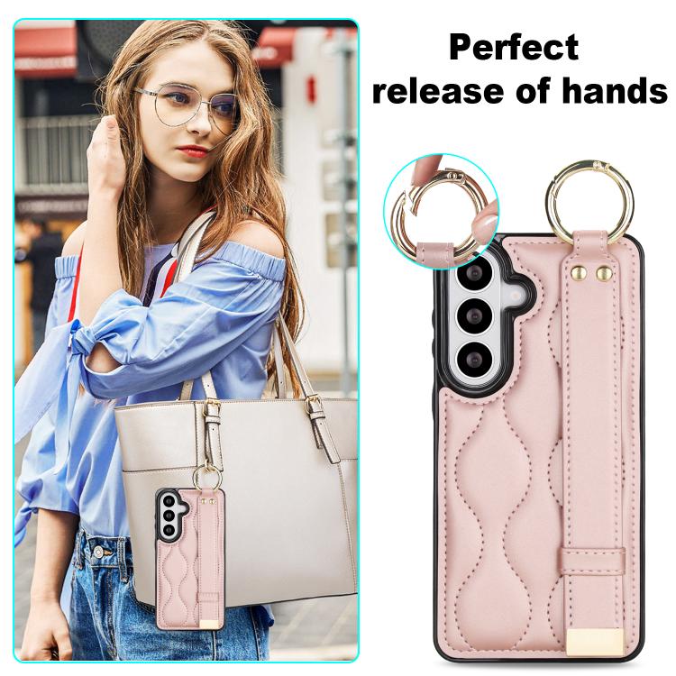 For Samsung Galaxy S26 5G Non-slip Full Coverage Ring PU Phone Case with Wristband
