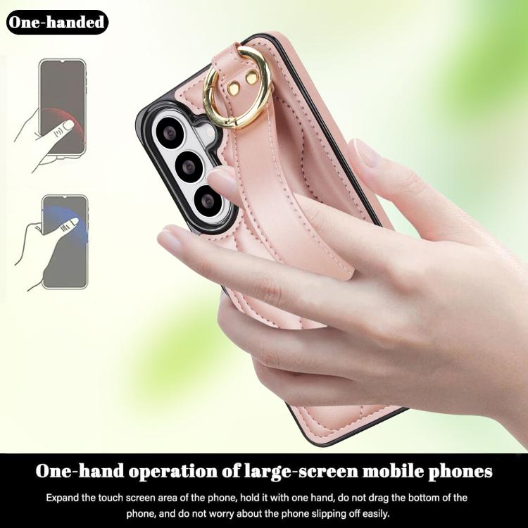 For Samsung Galaxy S26 5G Non-slip Full Coverage Ring PU Phone Case with Wristband