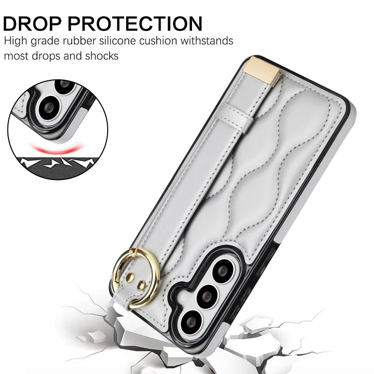 For Samsung Galaxy S26 5G Non-slip Full Coverage Ring PU Phone Case with Wristband