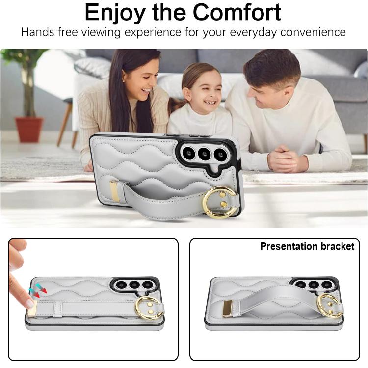 For Samsung Galaxy S26 5G Non-slip Full Coverage Ring PU Phone Case with Wristband