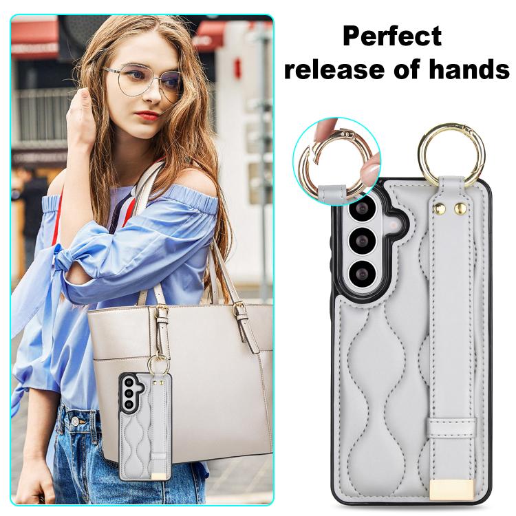 For Samsung Galaxy S26 5G Non-slip Full Coverage Ring PU Phone Case with Wristband