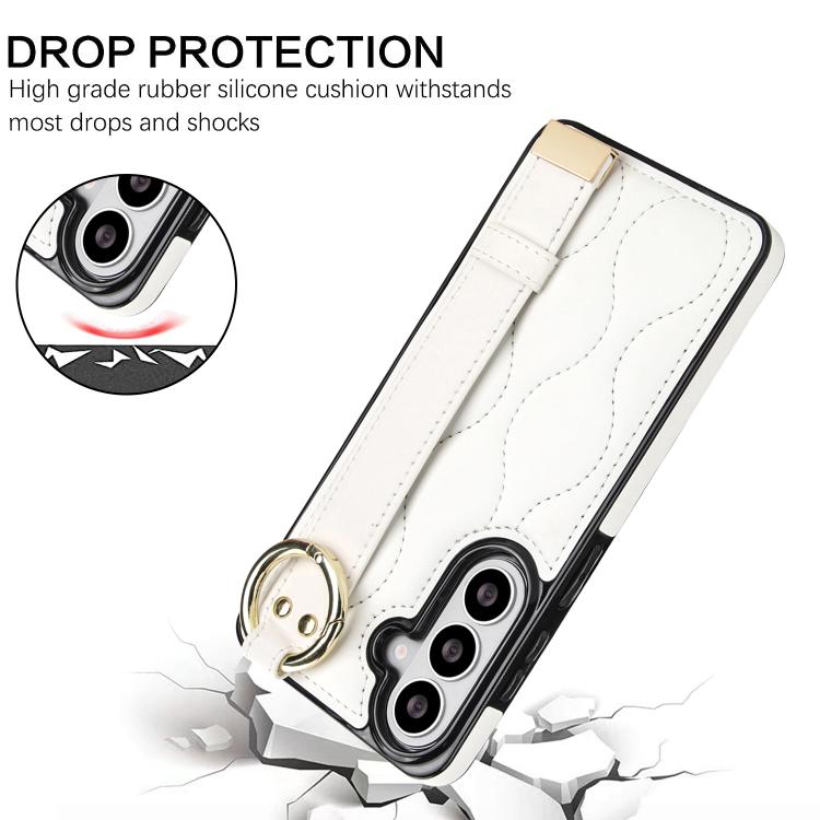For Samsung Galaxy S26 5G Non-slip Full Coverage Ring PU Phone Case with Wristband