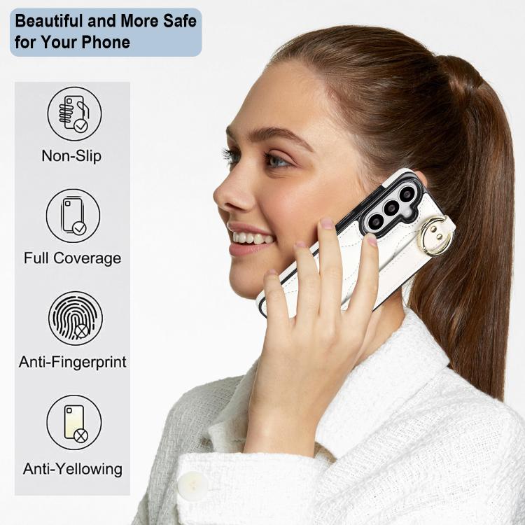 For Samsung Galaxy S26 5G Non-slip Full Coverage Ring PU Phone Case with Wristband