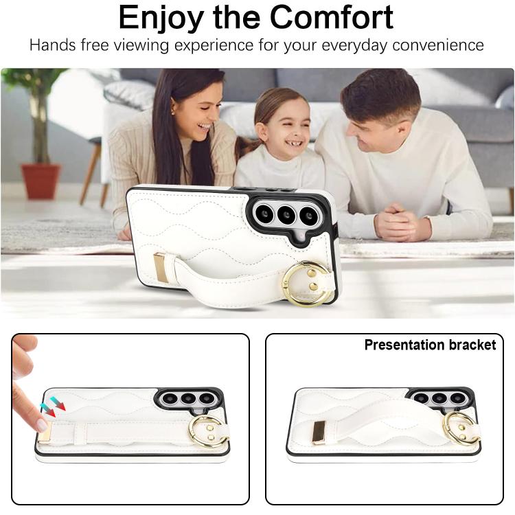 For Samsung Galaxy S26 5G Non-slip Full Coverage Ring PU Phone Case with Wristband