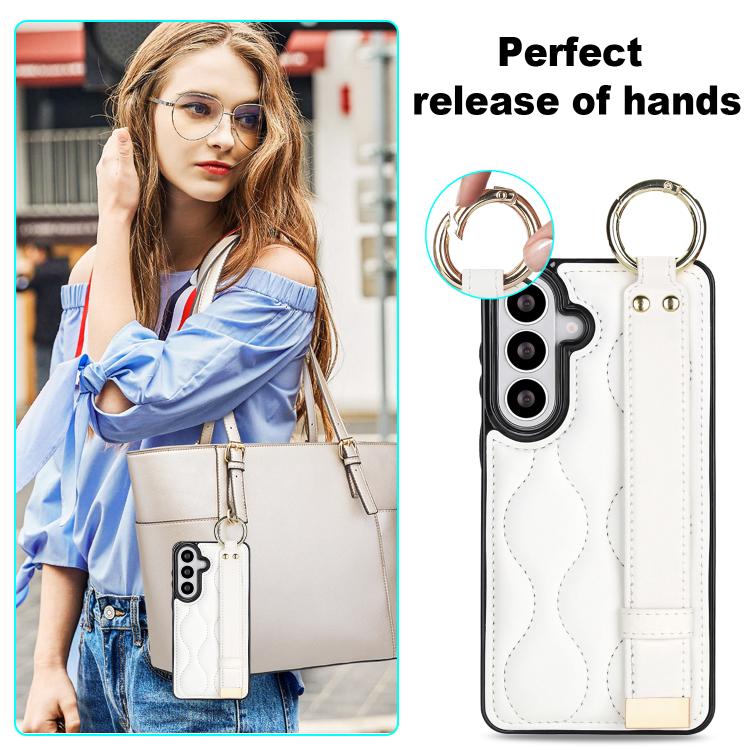 For Samsung Galaxy S26 5G Non-slip Full Coverage Ring PU Phone Case with Wristband