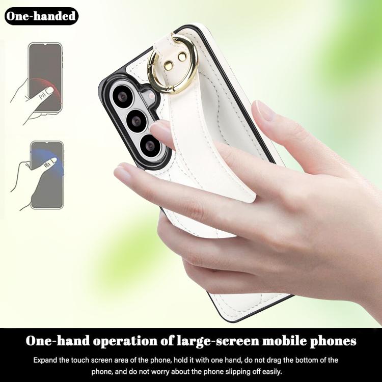 For Samsung Galaxy S26 5G Non-slip Full Coverage Ring PU Phone Case with Wristband