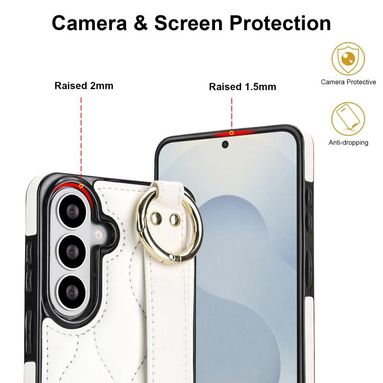 For Samsung Galaxy S26 5G Non-slip Full Coverage Ring PU Phone Case with Wristband
