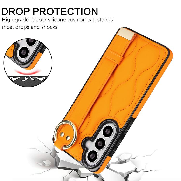 For Samsung Galaxy S26 5G Non-slip Full Coverage Ring PU Phone Case with Wristband