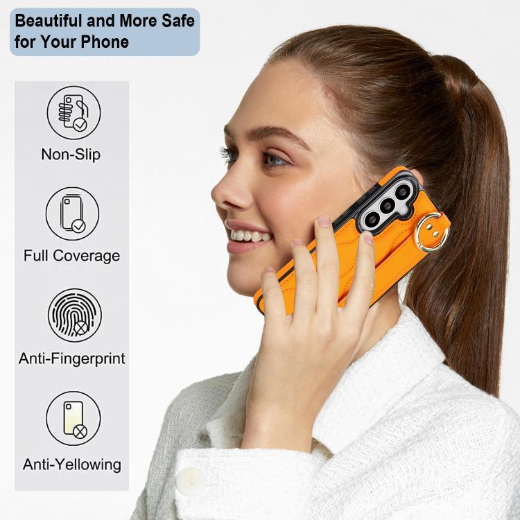 For Samsung Galaxy S26 5G Non-slip Full Coverage Ring PU Phone Case with Wristband