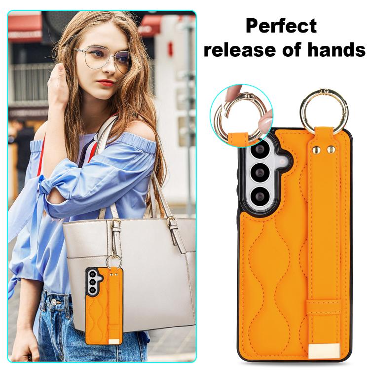 For Samsung Galaxy S26 5G Non-slip Full Coverage Ring PU Phone Case with Wristband