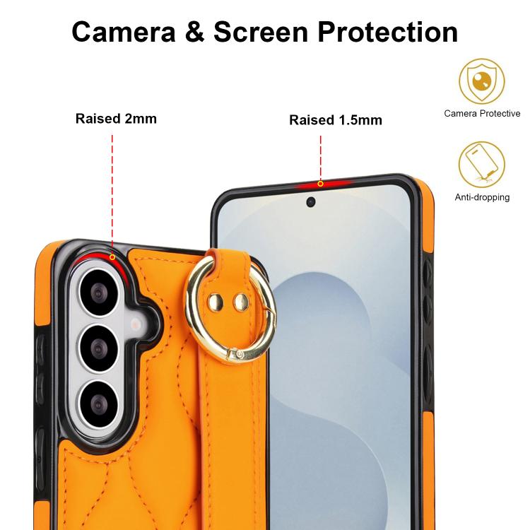 For Samsung Galaxy S26 5G Non-slip Full Coverage Ring PU Phone Case with Wristband