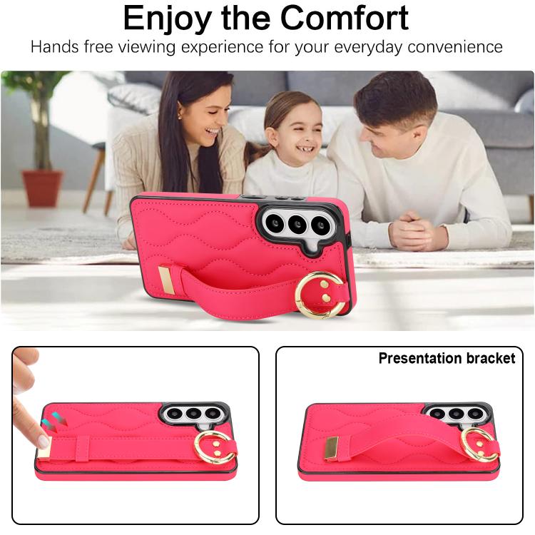 For Samsung Galaxy S26 5G Non-slip Full Coverage Ring PU Phone Case with Wristband