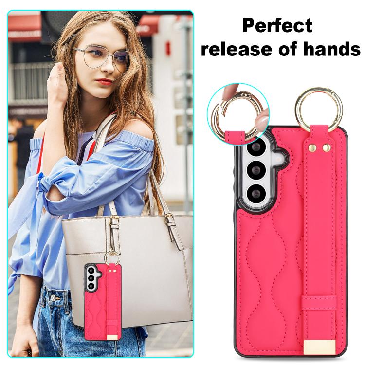 For Samsung Galaxy S26 5G Non-slip Full Coverage Ring PU Phone Case with Wristband