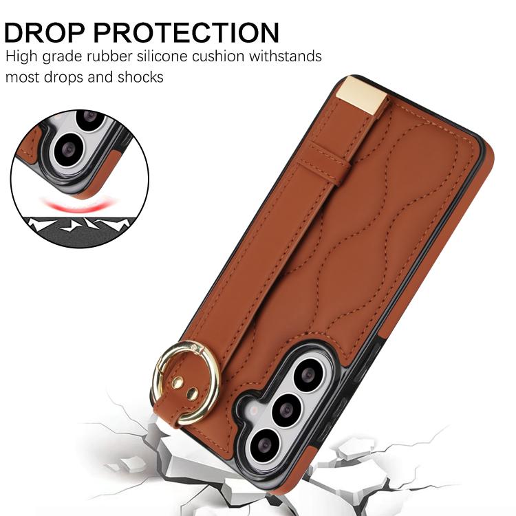 For Samsung Galaxy S26 5G Non-slip Full Coverage Ring PU Phone Case with Wristband