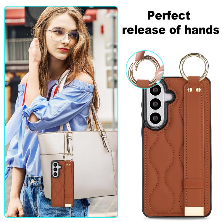 For Samsung Galaxy S26 5G Non-slip Full Coverage Ring PU Phone Case with Wristband