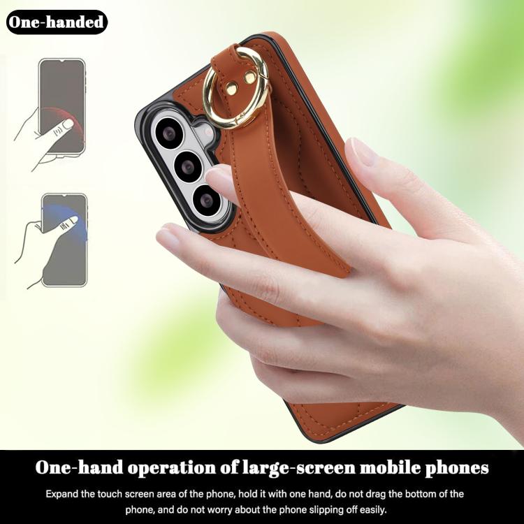 For Samsung Galaxy S26 5G Non-slip Full Coverage Ring PU Phone Case with Wristband