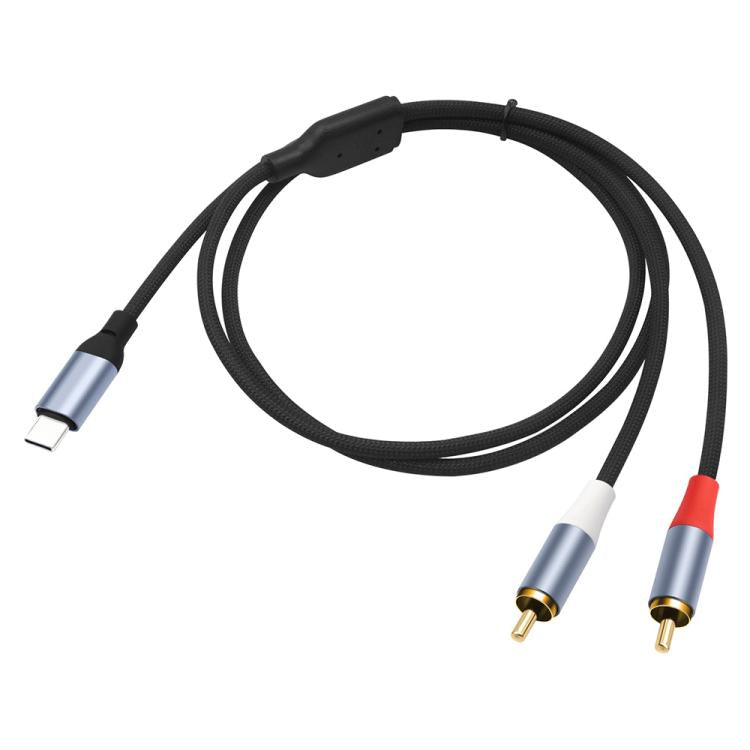 24-bit Type-C to Dual RCA Male Audio Decoding Cable, Length:2m - Black