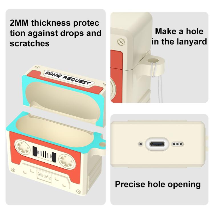 For AirPods Pro 2 XDcase Retro Cassette Style Silicone Earbuds Case