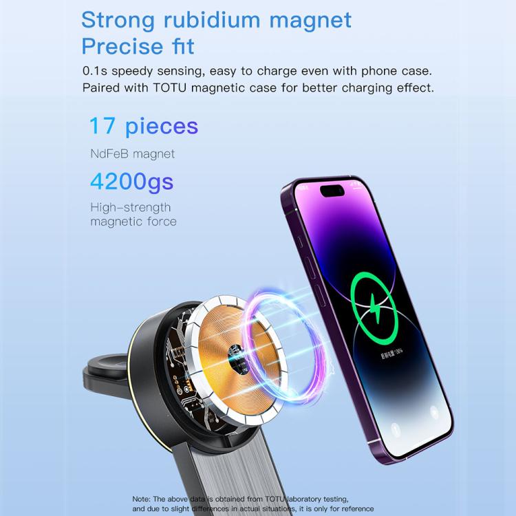 TOTU CW-1-W 3 in 1 Magnetic Wireless Charger Dock for Phone Earbuds Watch - Rose Gold