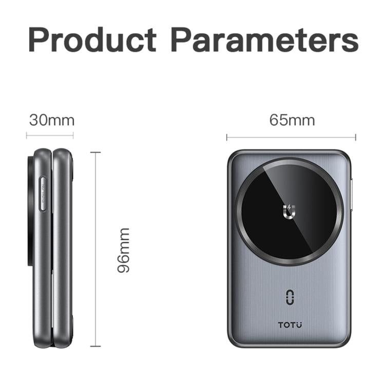 TOTU CW-4-W Wireless Charging Station 3 in 1 Magnetic Folding Charger Stand for Phone Watch Earbuds - Grey