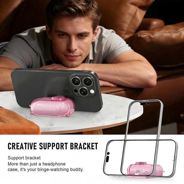 For AirPods 4 XDcase Clear TPU Auto Pop-Up Earbud Case with Holder
