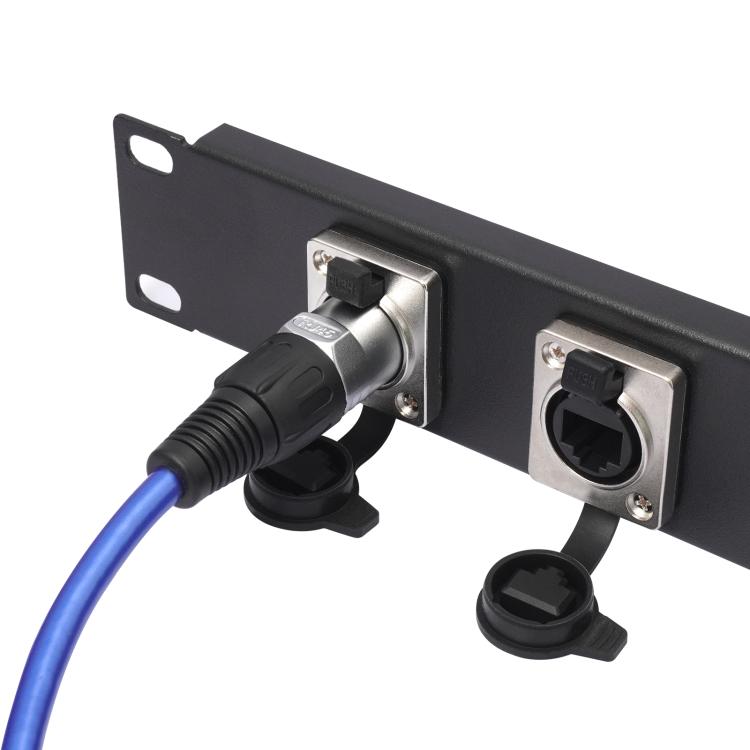 ETH6L RJ45 D-Type Female to Female Signal Panel Waterproof Ethernet LAN Connector - Black
