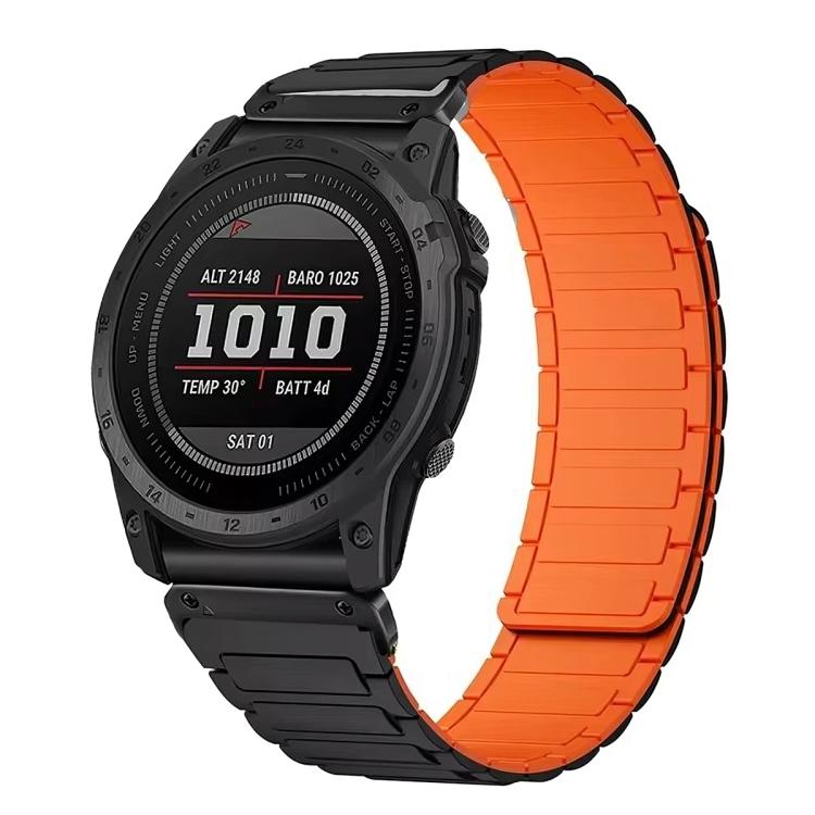For Garmin 22mm Three Beads Magnetic Silicone Watch Band