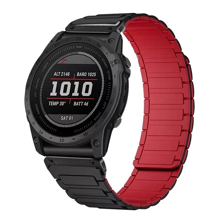 For Garmin 22mm Three Beads Magnetic Silicone Watch Band