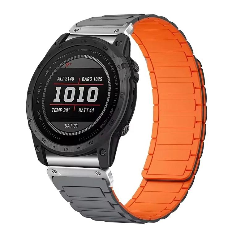 For Garmin 22mm Three Beads Magnetic Silicone Watch Band