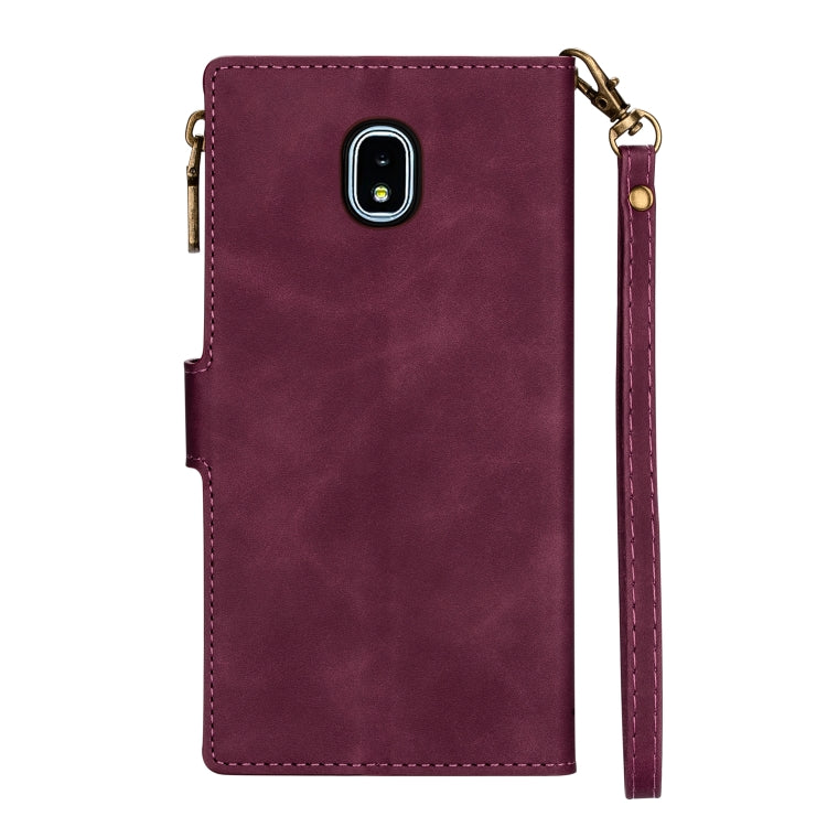 For Samsung Galaxy J3(2018) Zipper Multi-card Slots Horizontal Flip PU Leather Case with Holder & Card Slots & Wallet & Lanyard & Photo Frame