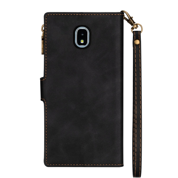 For Samsung Galaxy J3(2018) Zipper Multi-card Slots Horizontal Flip PU Leather Case with Holder & Card Slots & Wallet & Lanyard & Photo Frame