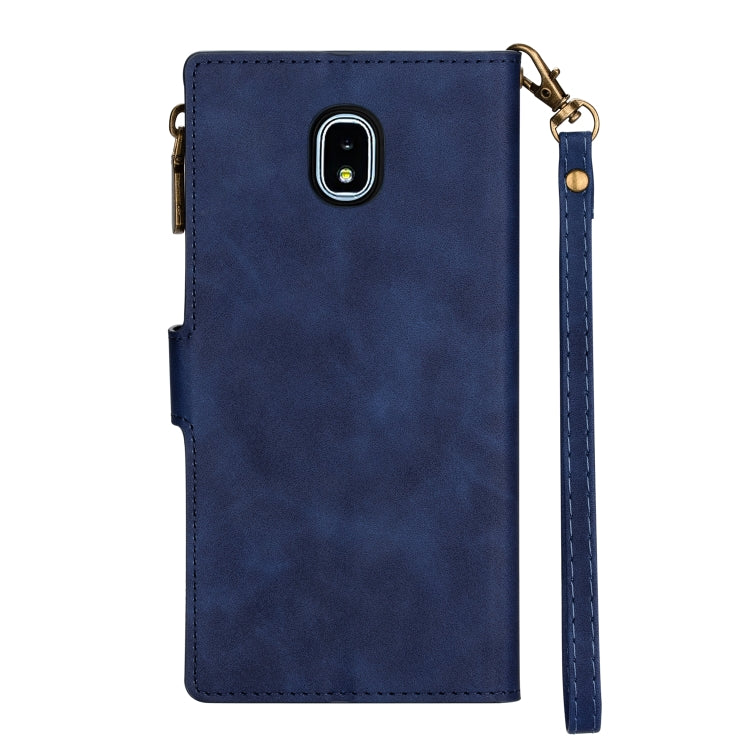 For Samsung Galaxy J3(2018) Zipper Multi-card Slots Horizontal Flip PU Leather Case with Holder & Card Slots & Wallet & Lanyard & Photo Frame