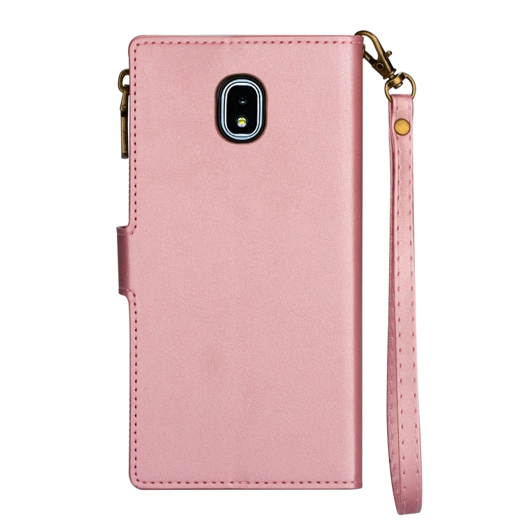 For Samsung Galaxy J3(2018) Zipper Multi-card Slots Horizontal Flip PU Leather Case with Holder & Card Slots & Wallet & Lanyard & Photo Frame