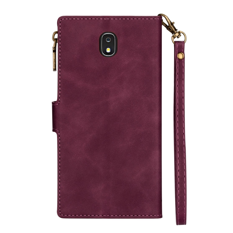 For Samsung Galaxy J7(2018) Zipper Multi-card Slots Horizontal Flip PU Leather Case with Holder & Card Slots & Wallet & Lanyard & Photo Frame