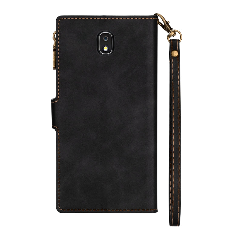 For Samsung Galaxy J7(2018) Zipper Multi-card Slots Horizontal Flip PU Leather Case with Holder & Card Slots & Wallet & Lanyard & Photo Frame