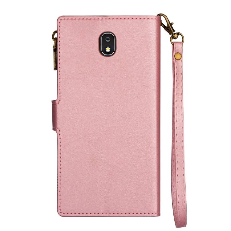 For Samsung Galaxy J7(2018) Zipper Multi-card Slots Horizontal Flip PU Leather Case with Holder & Card Slots & Wallet & Lanyard & Photo Frame