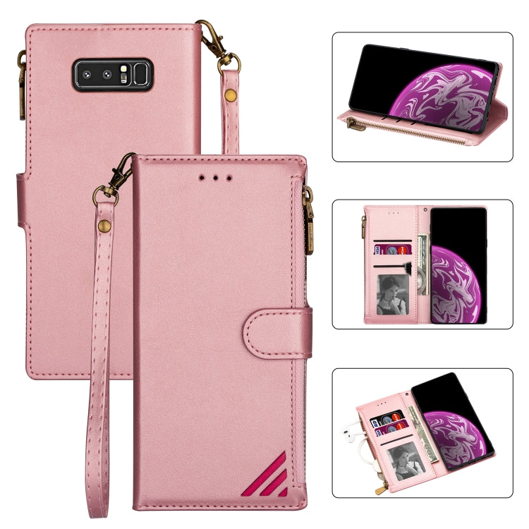 For Samsung Galaxy Note 8 Zipper Multi-card Slots Horizontal Flip PU Leather Case with Holder & Card Slots & Wallet & Lanyard & Photo Frame