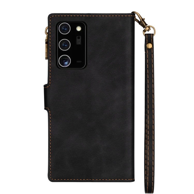 For Samsung Galaxy Note20 Zipper Multi-card Slots Horizontal Flip PU Leather Case with Holder & Card Slots & Wallet & Lanyard & Photo Frame