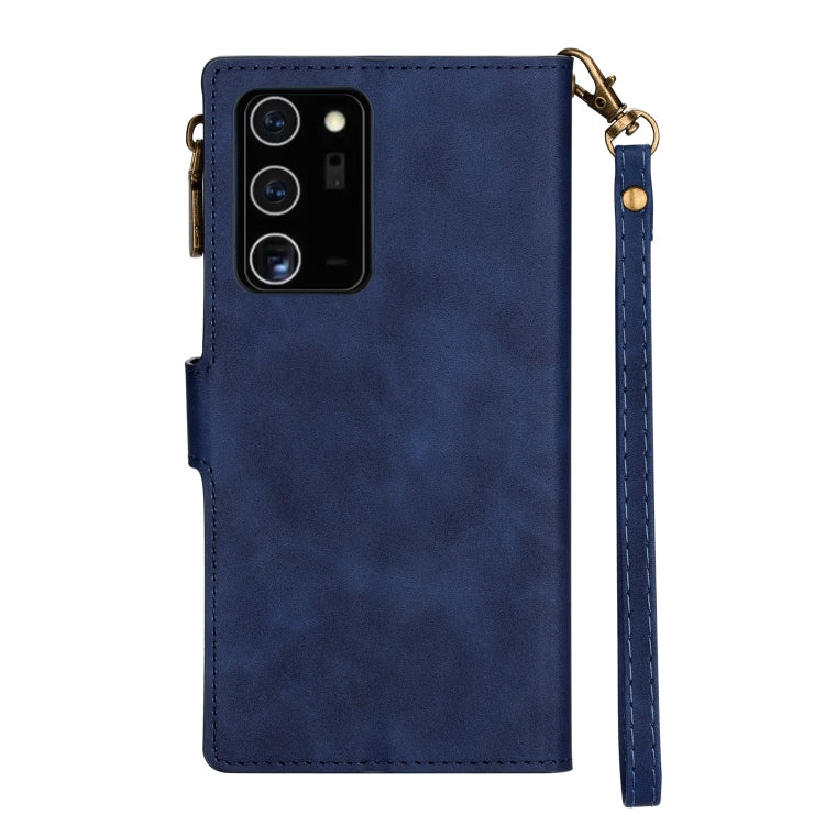 For Samsung Galaxy Note20 Ultra Zipper Multi-card Slots Horizontal Flip PU Leather Case with Holder & Card Slots & Wallet & Lanyard & Photo Frame