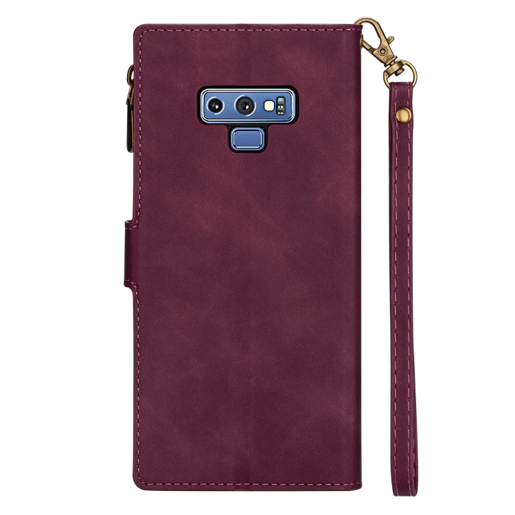 For Samsung Galaxy Note9 Zipper Multi-card Slots Horizontal Flip PU Leather Case with Holder & Card Slots & Wallet & Lanyard & Photo Frame