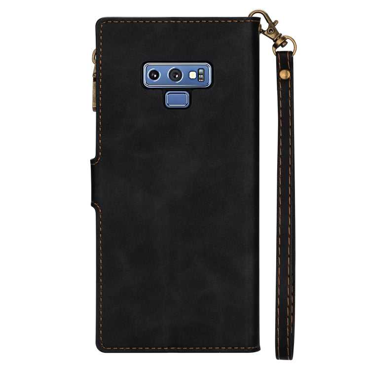 For Samsung Galaxy Note9 Zipper Multi-card Slots Horizontal Flip PU Leather Case with Holder & Card Slots & Wallet & Lanyard & Photo Frame