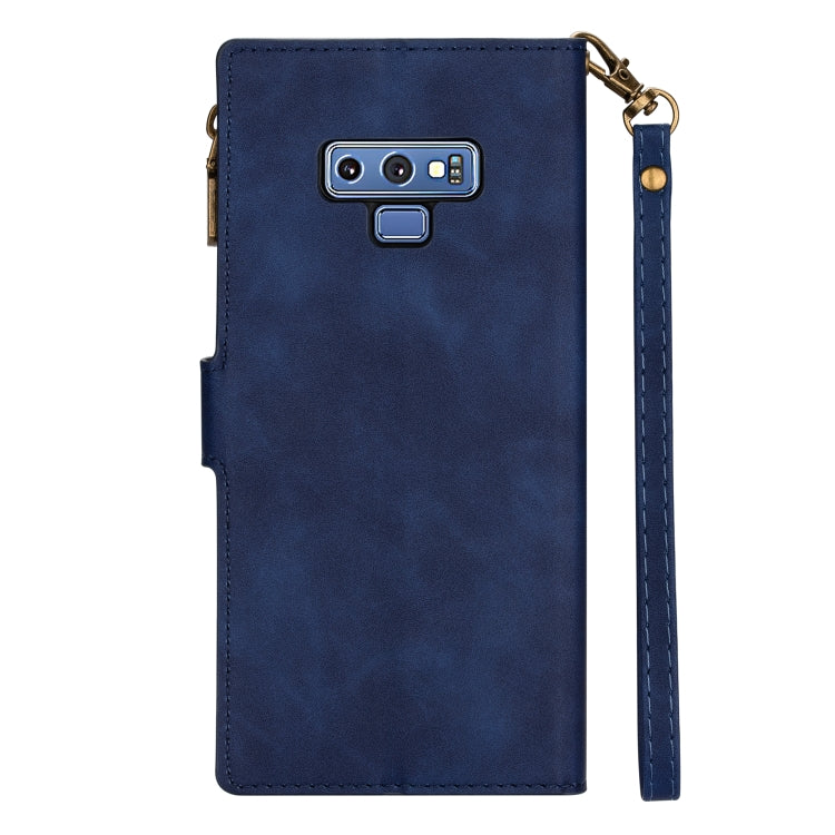 For Samsung Galaxy Note9 Zipper Multi-card Slots Horizontal Flip PU Leather Case with Holder & Card Slots & Wallet & Lanyard & Photo Frame