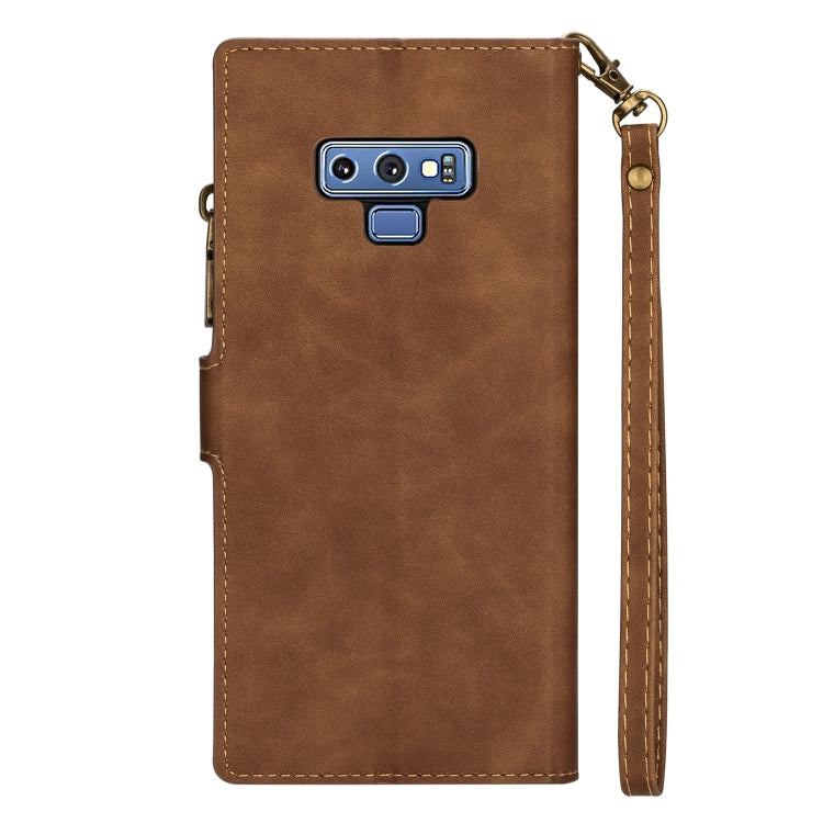 For Samsung Galaxy Note9 Zipper Multi-card Slots Horizontal Flip PU Leather Case with Holder & Card Slots & Wallet & Lanyard & Photo Frame