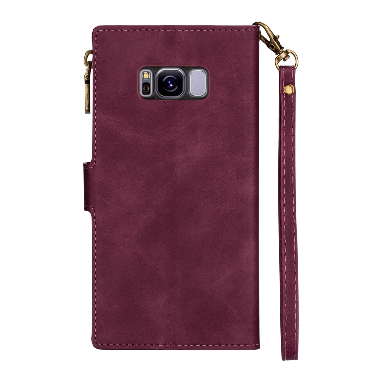 For Samsung Galaxy S8 Zipper Multi-card Slots Horizontal Flip PU Leather Case with Holder & Card Slots & Wallet & Lanyard & Photo Frame