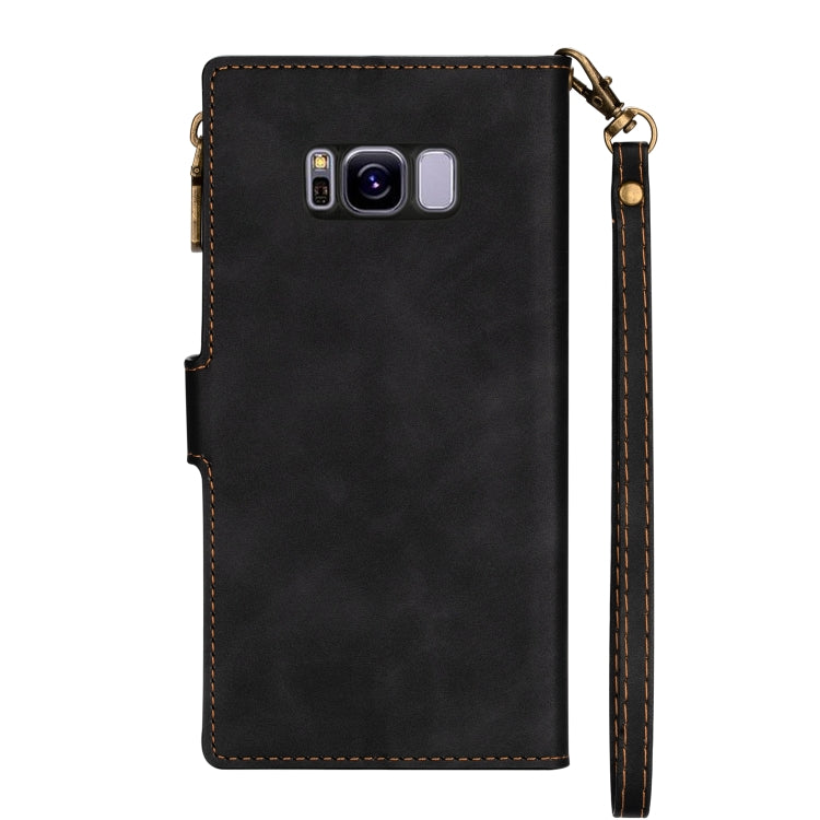 For Samsung Galaxy S8 Zipper Multi-card Slots Horizontal Flip PU Leather Case with Holder & Card Slots & Wallet & Lanyard & Photo Frame