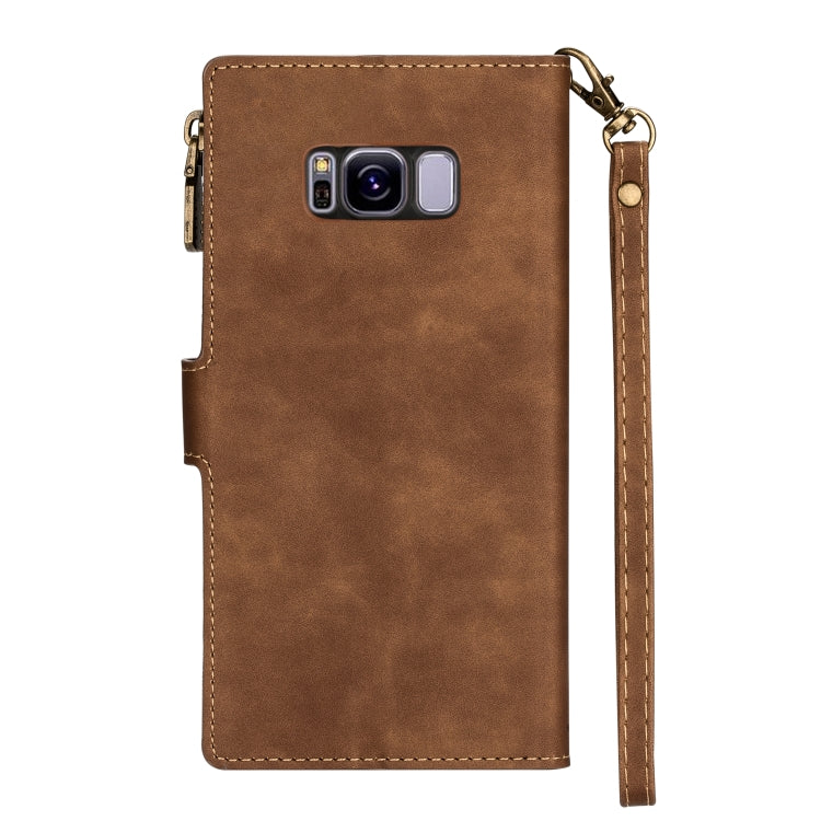 For Samsung Galaxy S8 Zipper Multi-card Slots Horizontal Flip PU Leather Case with Holder & Card Slots & Wallet & Lanyard & Photo Frame