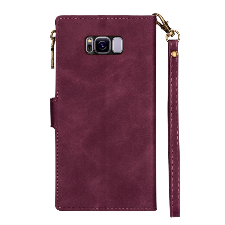 For Samsung Galaxy S8 Plus Zipper Multi-card Slots Horizontal Flip PU Leather Case with Holder & Card Slots & Wallet & Lanyard & Photo Frame