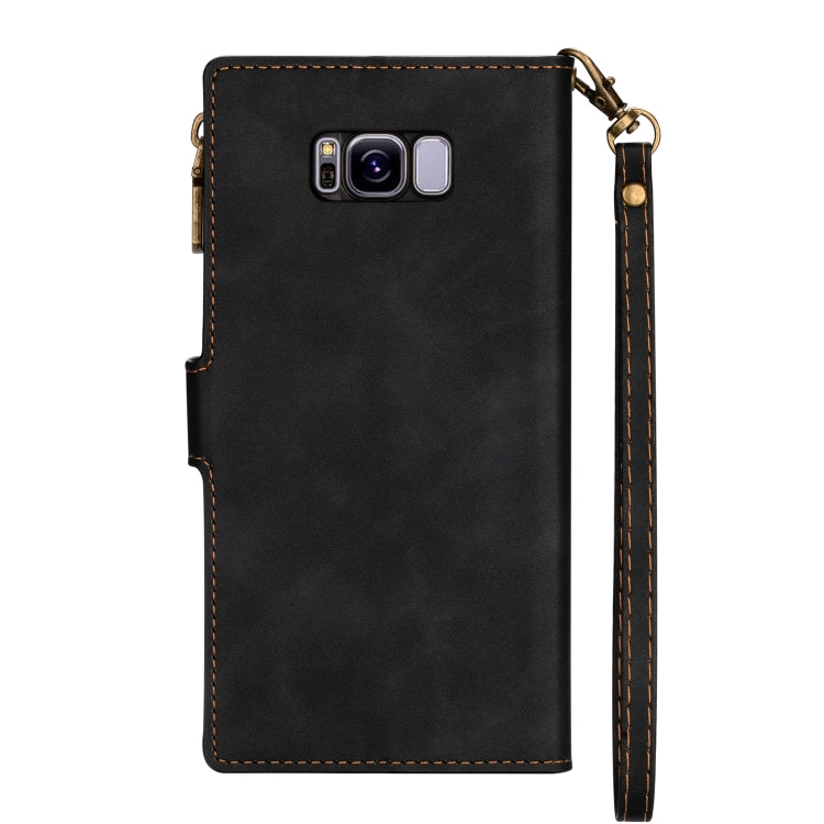 For Samsung Galaxy S8 Plus Zipper Multi-card Slots Horizontal Flip PU Leather Case with Holder & Card Slots & Wallet & Lanyard & Photo Frame