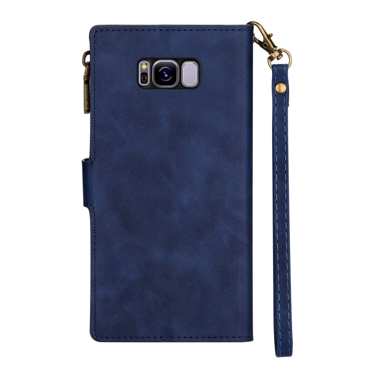 For Samsung Galaxy S8 Plus Zipper Multi-card Slots Horizontal Flip PU Leather Case with Holder & Card Slots & Wallet & Lanyard & Photo Frame